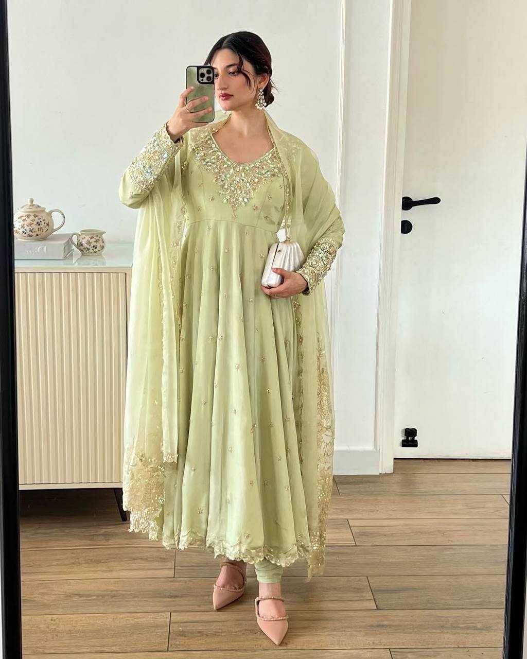 Georgette Embroidery Georgette Gown - MYLUXURY LANE ENTERPRISE